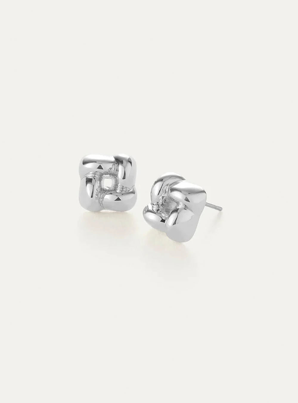 Jenny Bird Mini Woven Square Earrings - Silver