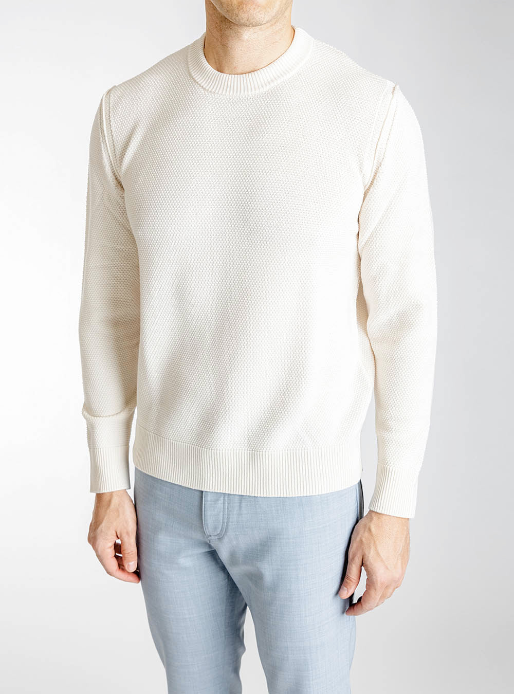 Phil Petter Cream Knit Crew Neck Cotton Sweater