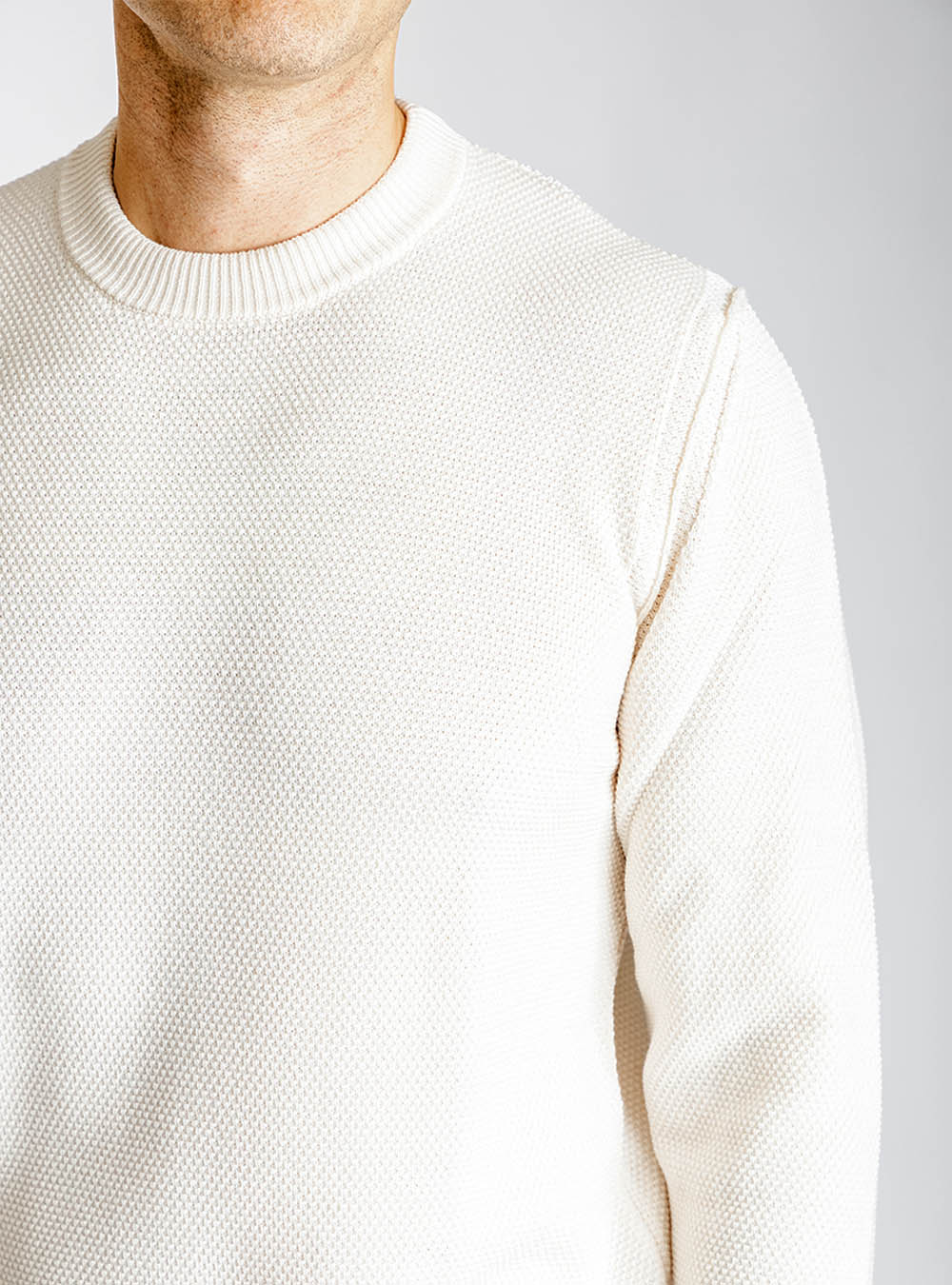 Phil Petter Cream Knit Crew Neck Cotton Sweater