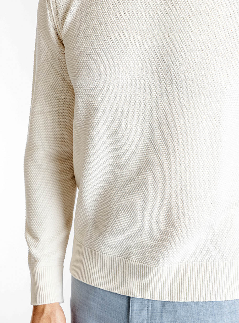Phil Petter Cream Knit Crew Neck Cotton Sweater