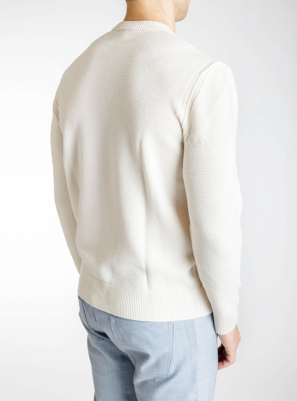 Phil Petter Cream Knit Crew Neck Cotton Sweater