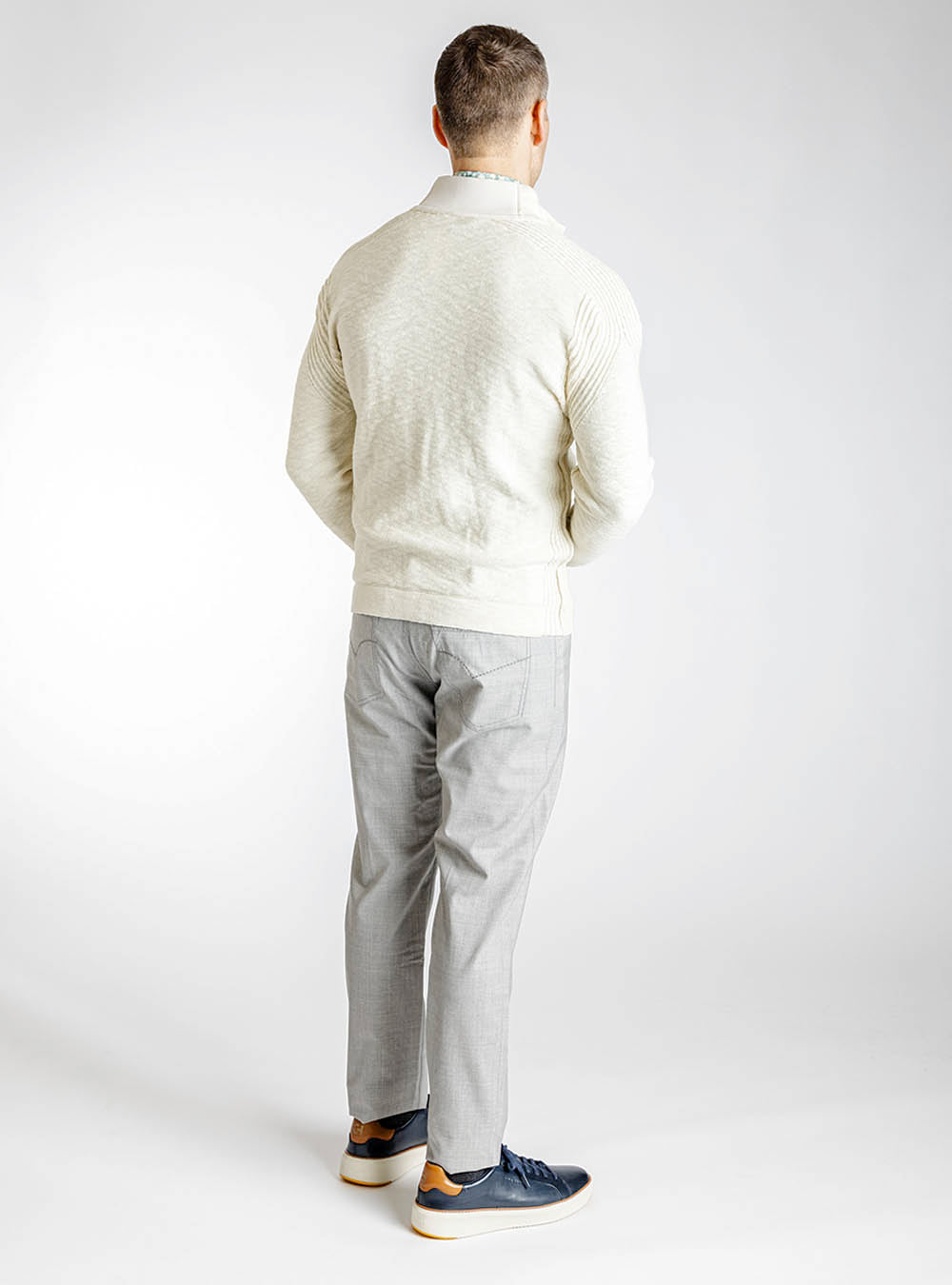 Phil Petter Cream Open Weave Cotton and Linen Zip Jacket