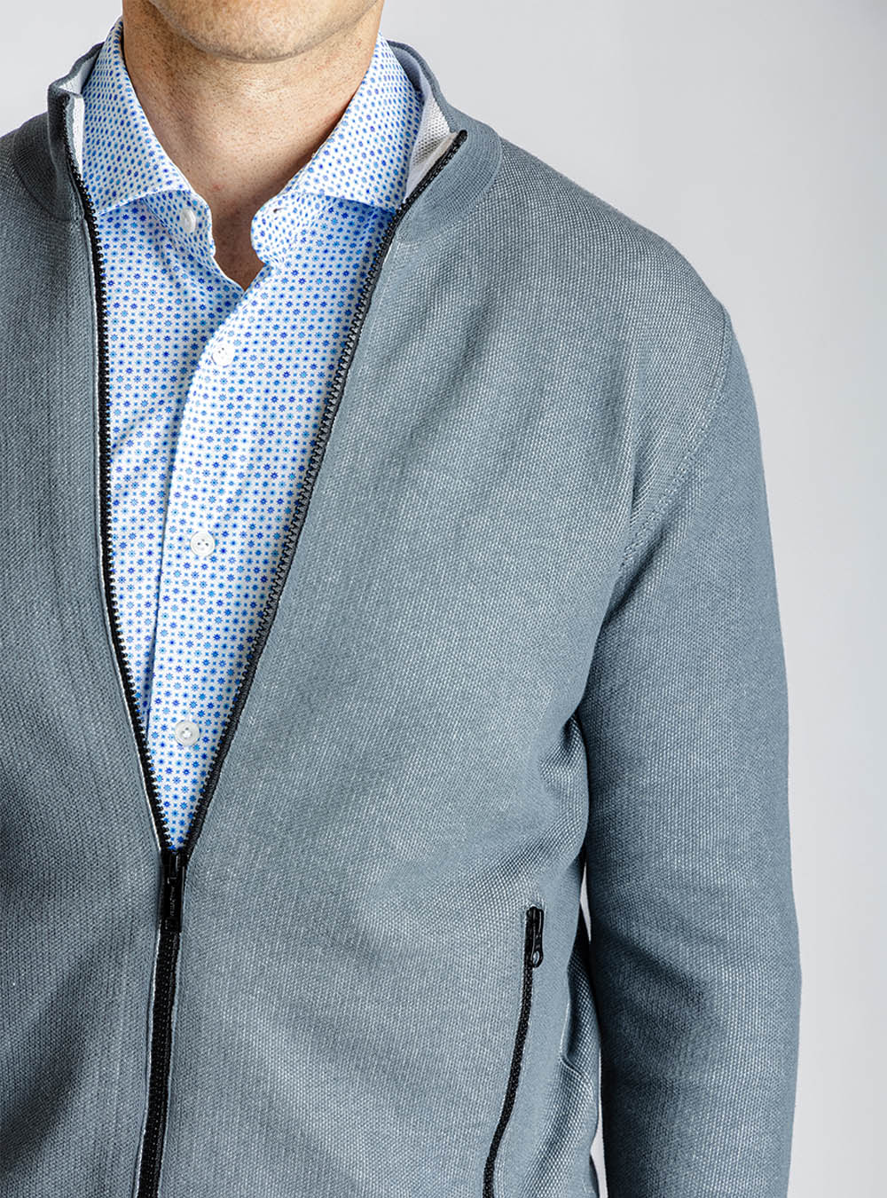 Phil Petter Light Aqua Cotton Zip Jacket