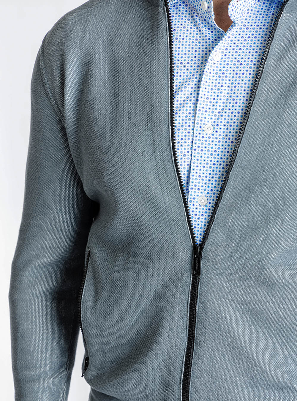 Phil Petter Light Aqua Cotton Zip Jacket
