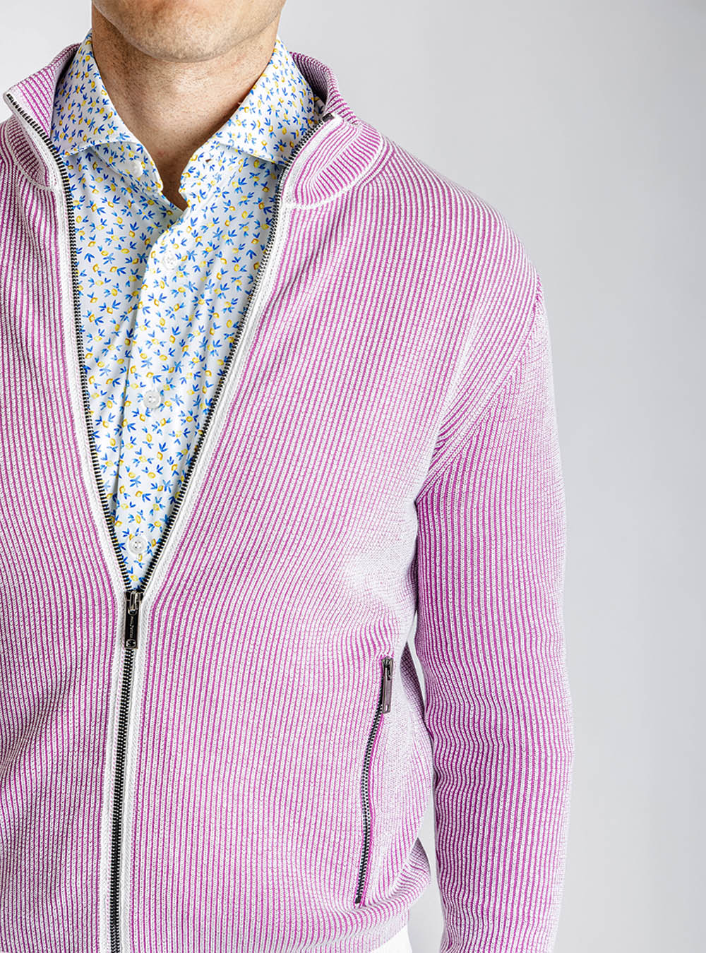 Phil Petter Raspberry Rib Knit Cotton Jacket