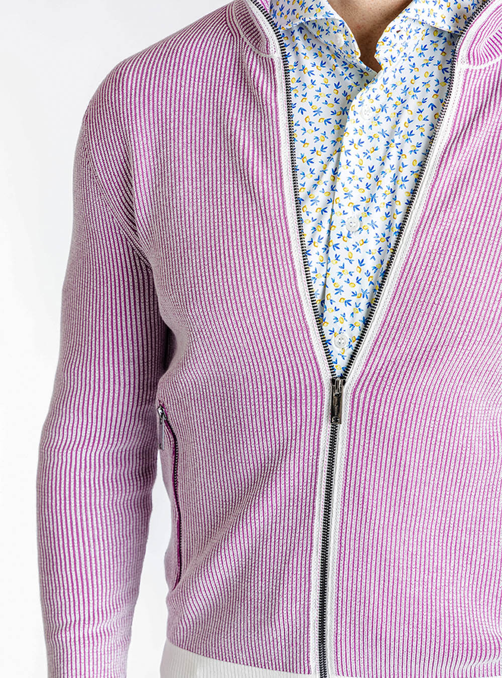 Phil Petter Raspberry Rib Knit Cotton Jacket
