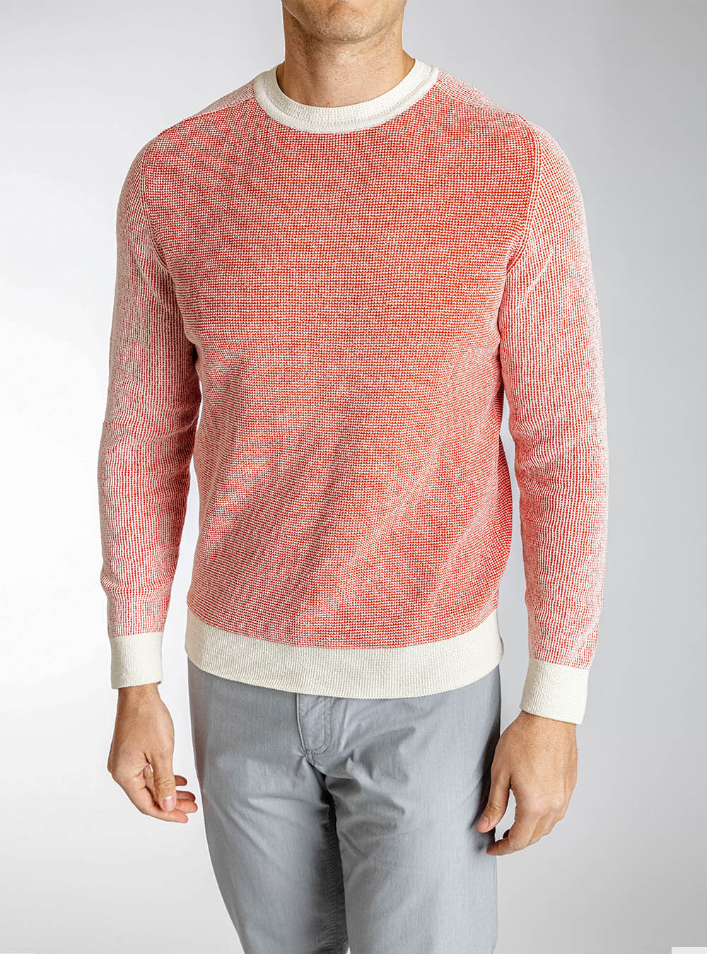 Phil Petter Orange and Cream Crew Neck Cotton Pullover