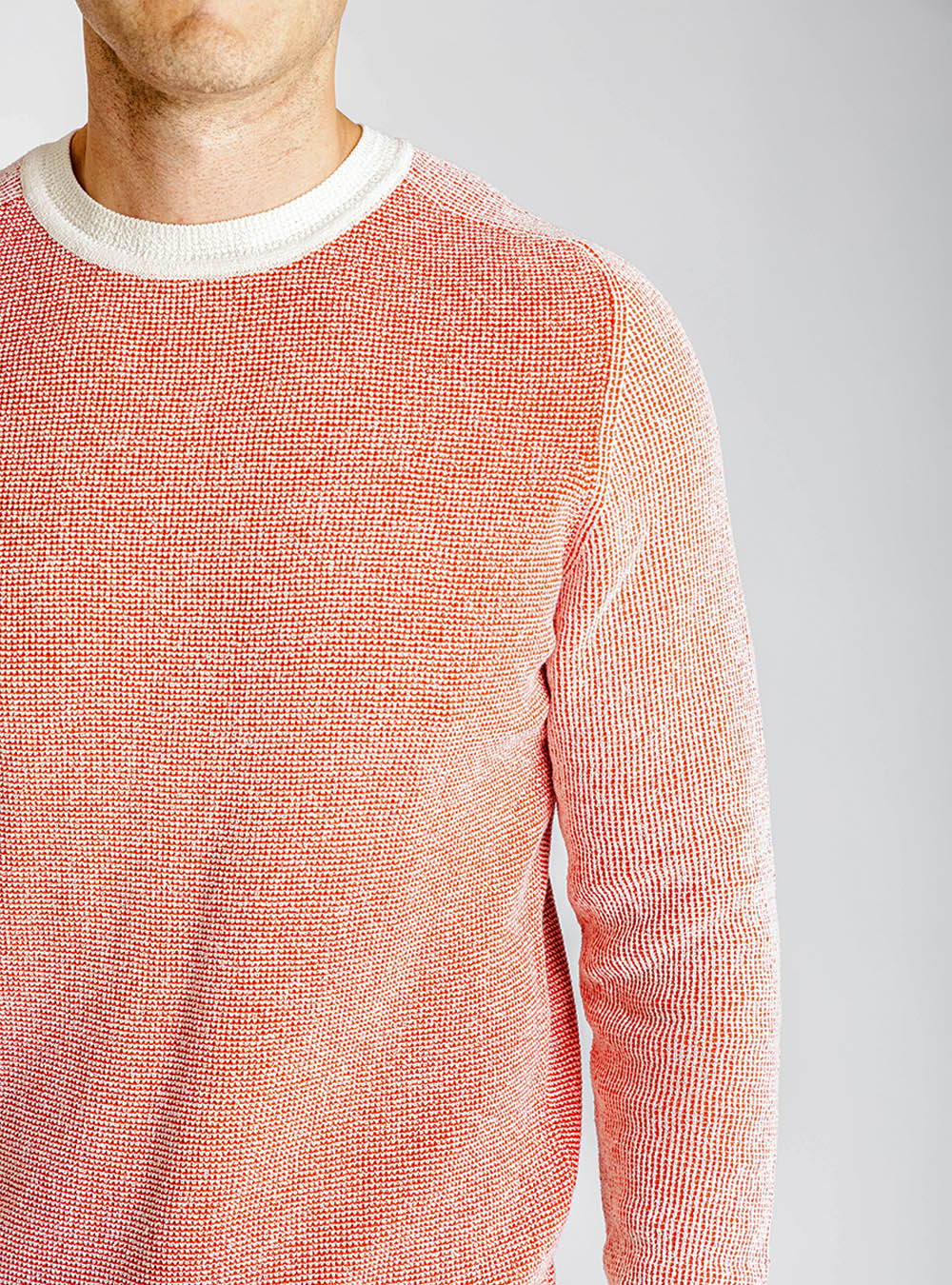 Phil Petter Orange and Cream Crew Neck Cotton Pullover