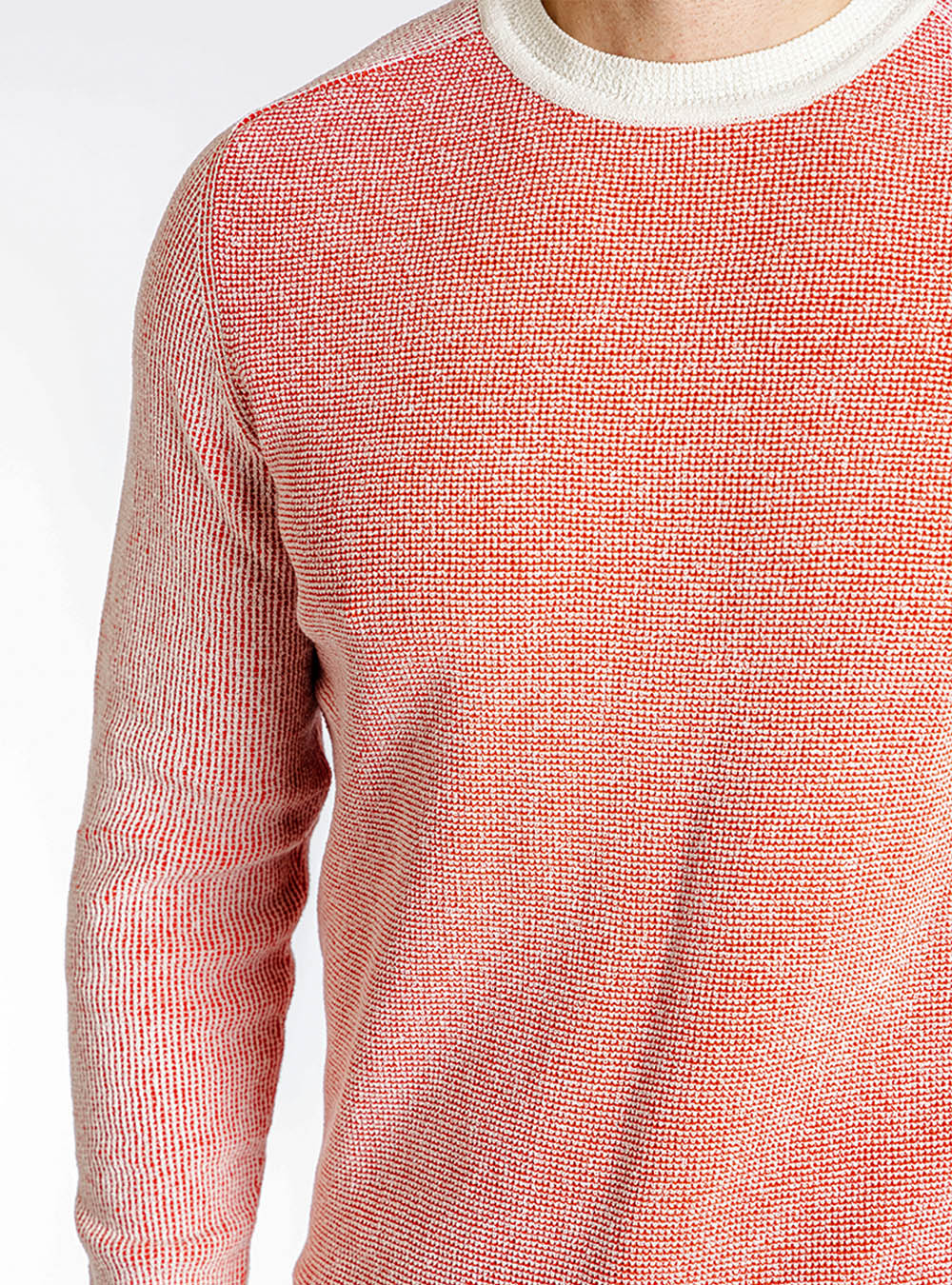 Phil Petter Orange and Cream Crew Neck Cotton Pullover