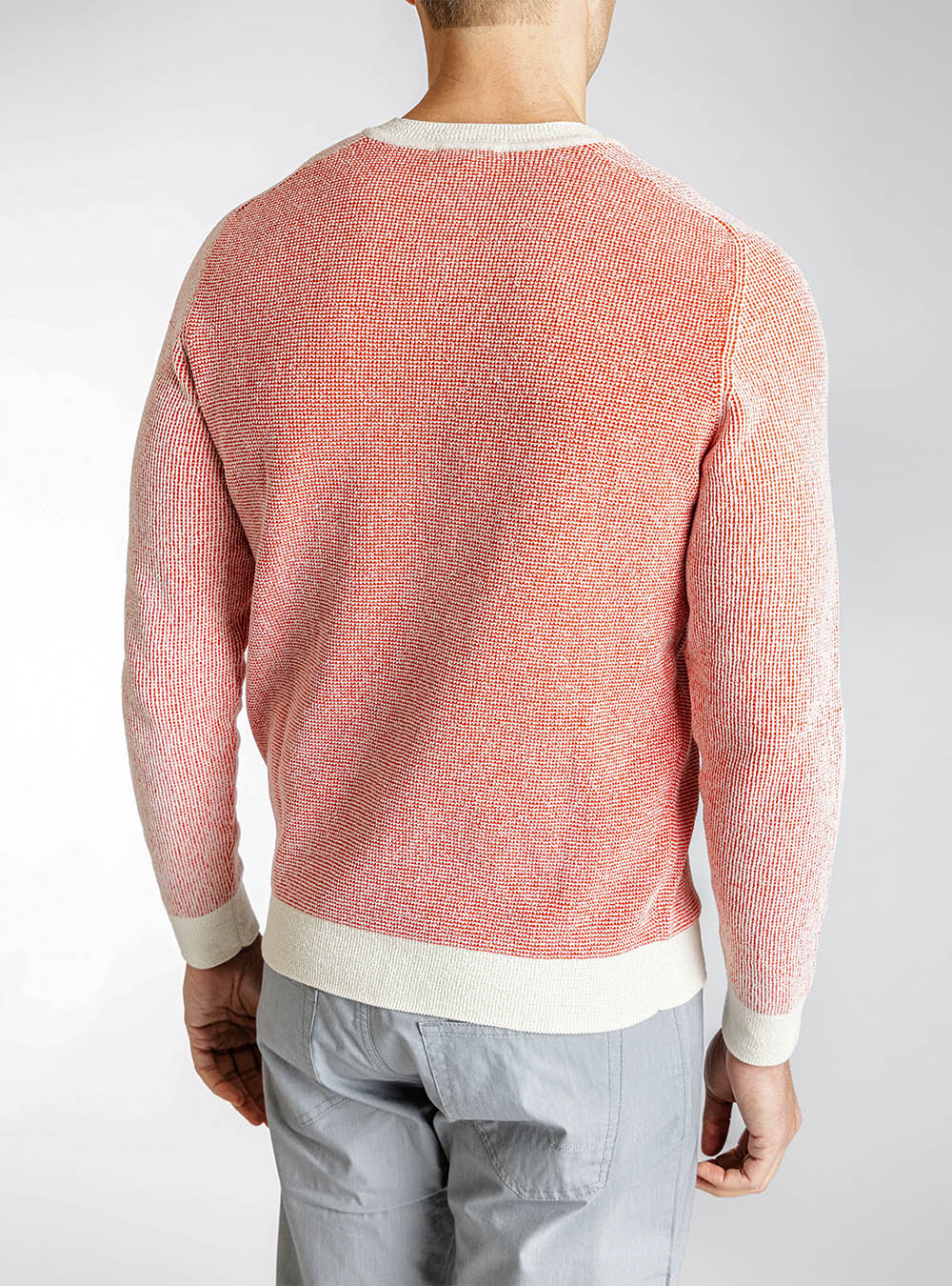 Phil Petter Orange and Cream Crew Neck Cotton Pullover