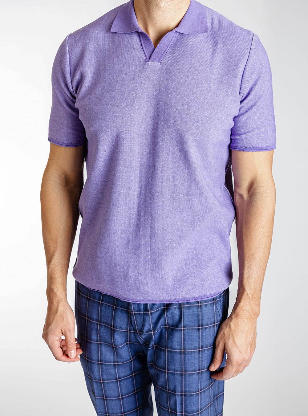 Phil Petter Mauve V Collar Cotton Polo