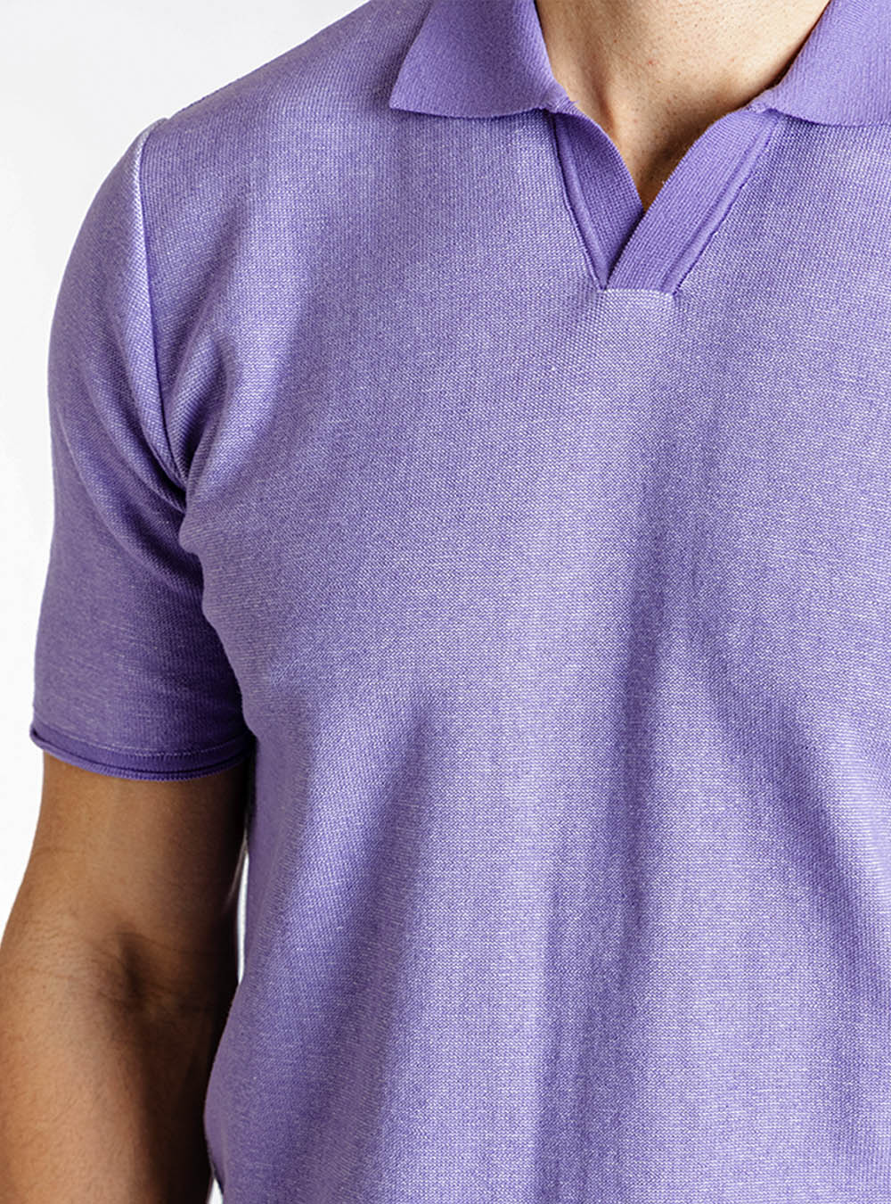 Phil Petter Mauve V Collar Cotton Polo