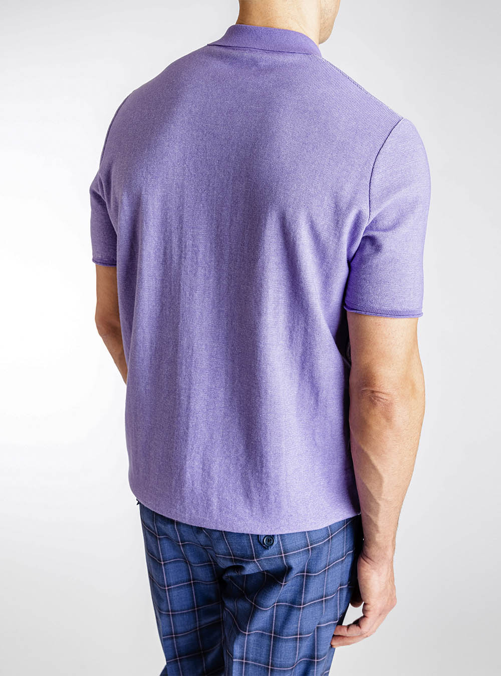 Phil Petter Mauve V Collar Cotton Polo