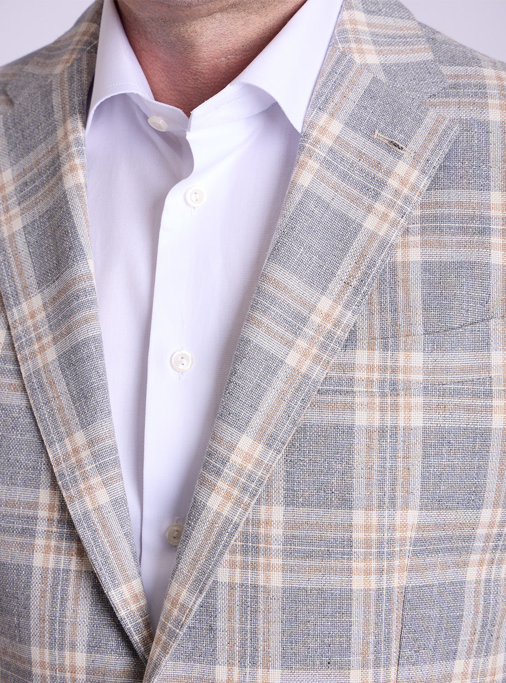 L.B.M. 1911 Steel, Cream & Tan Plaid Check Sport Jacket