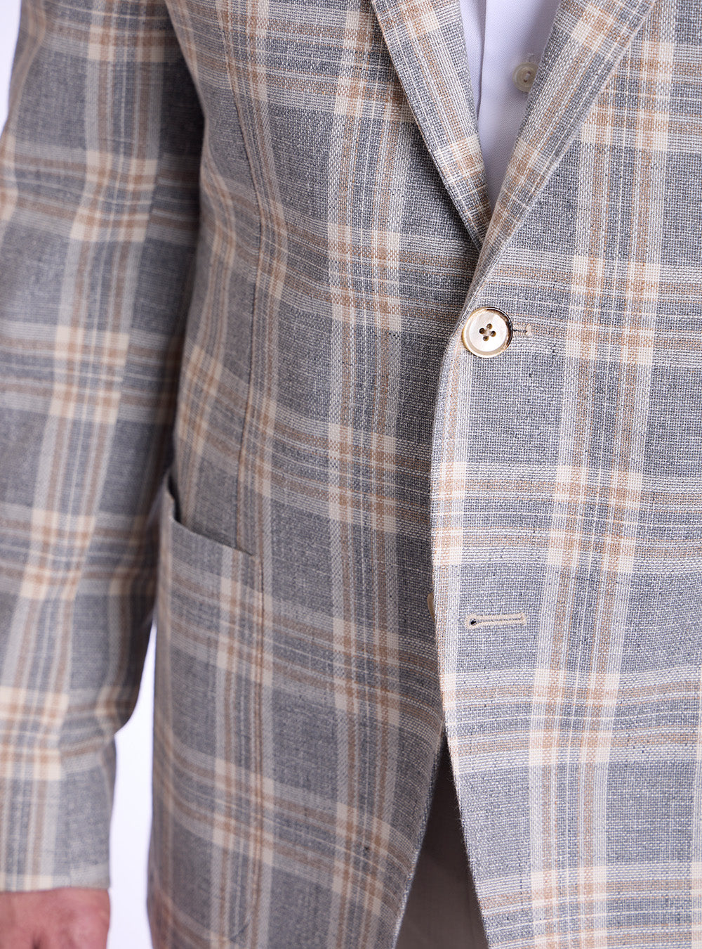 L.B.M. 1911 Steel, Cream & Tan Plaid Check Sport Jacket