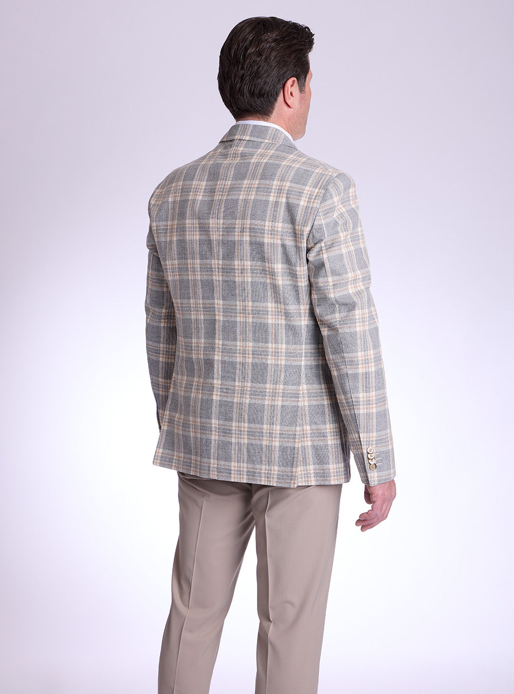 L.B.M. 1911 Steel, Cream & Tan Plaid Check Sport Jacket