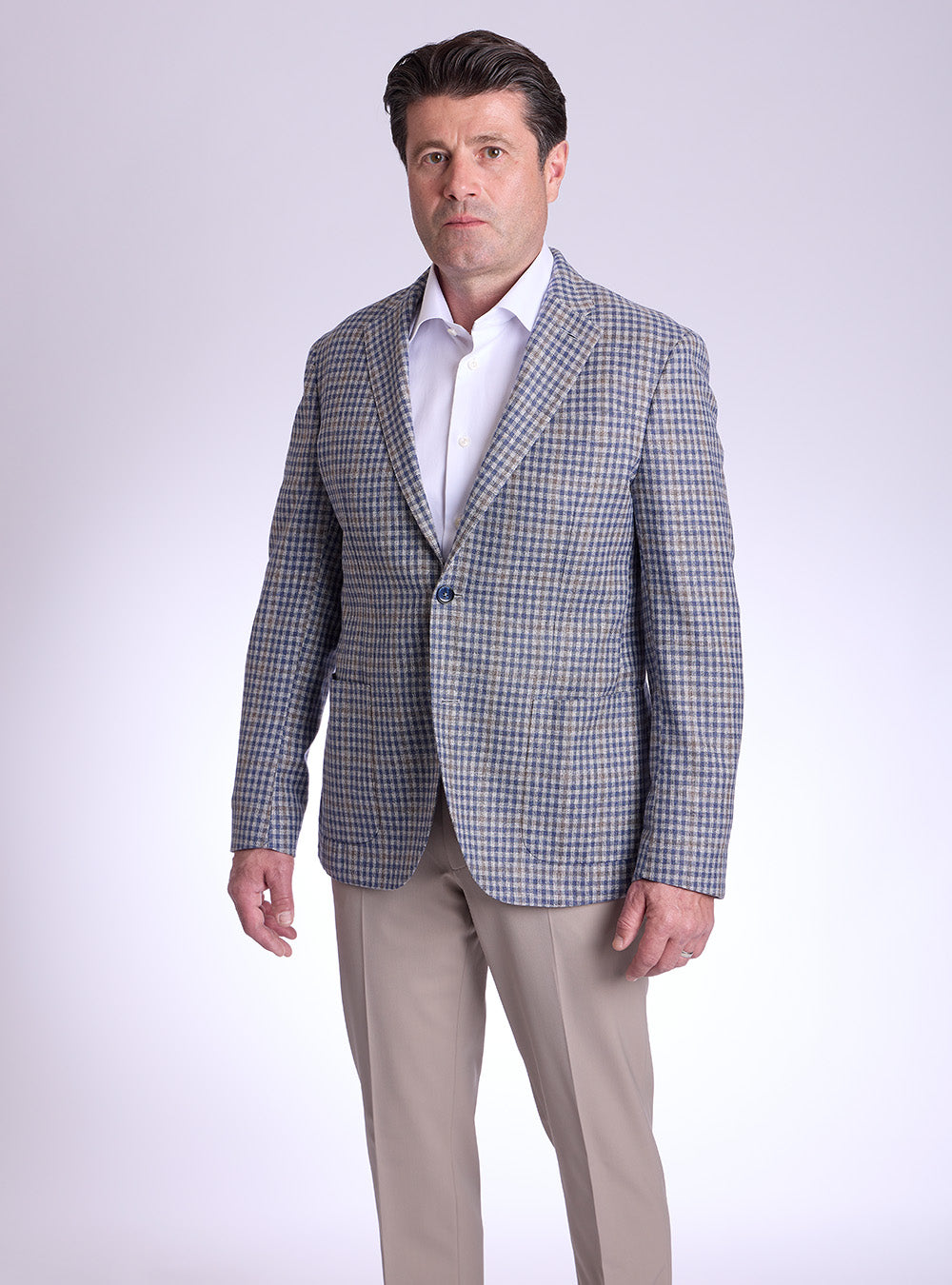 L.B.M. 1911 Blue, Grey & Brown Windowpane Sport Jacket