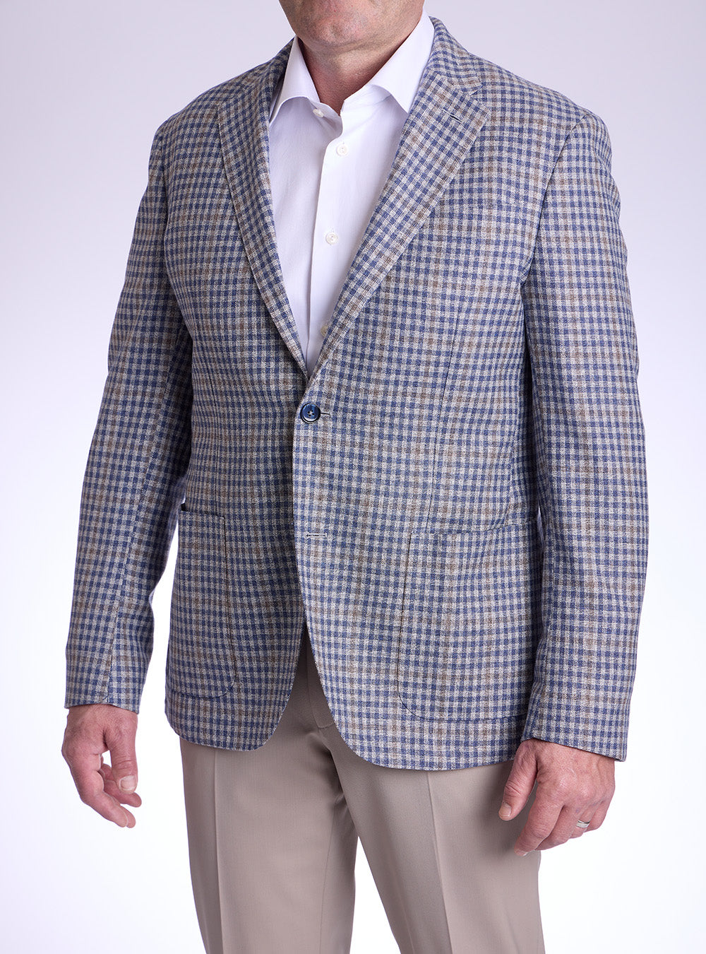 L.B.M. 1911 Blue, Grey & Brown Windowpane Sport Jacket