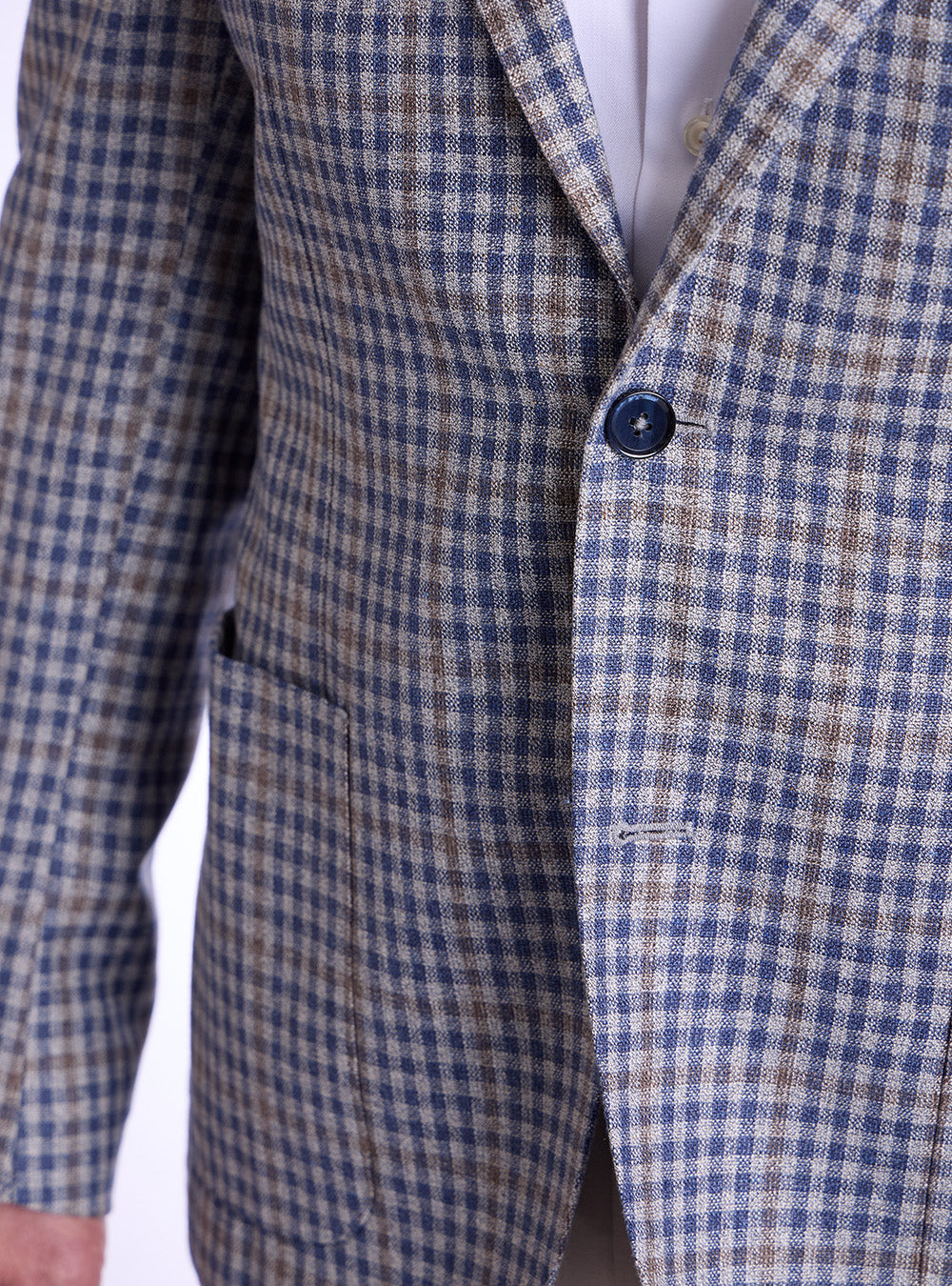 L.B.M. 1911 Blue, Grey & Brown Windowpane Sport Jacket
