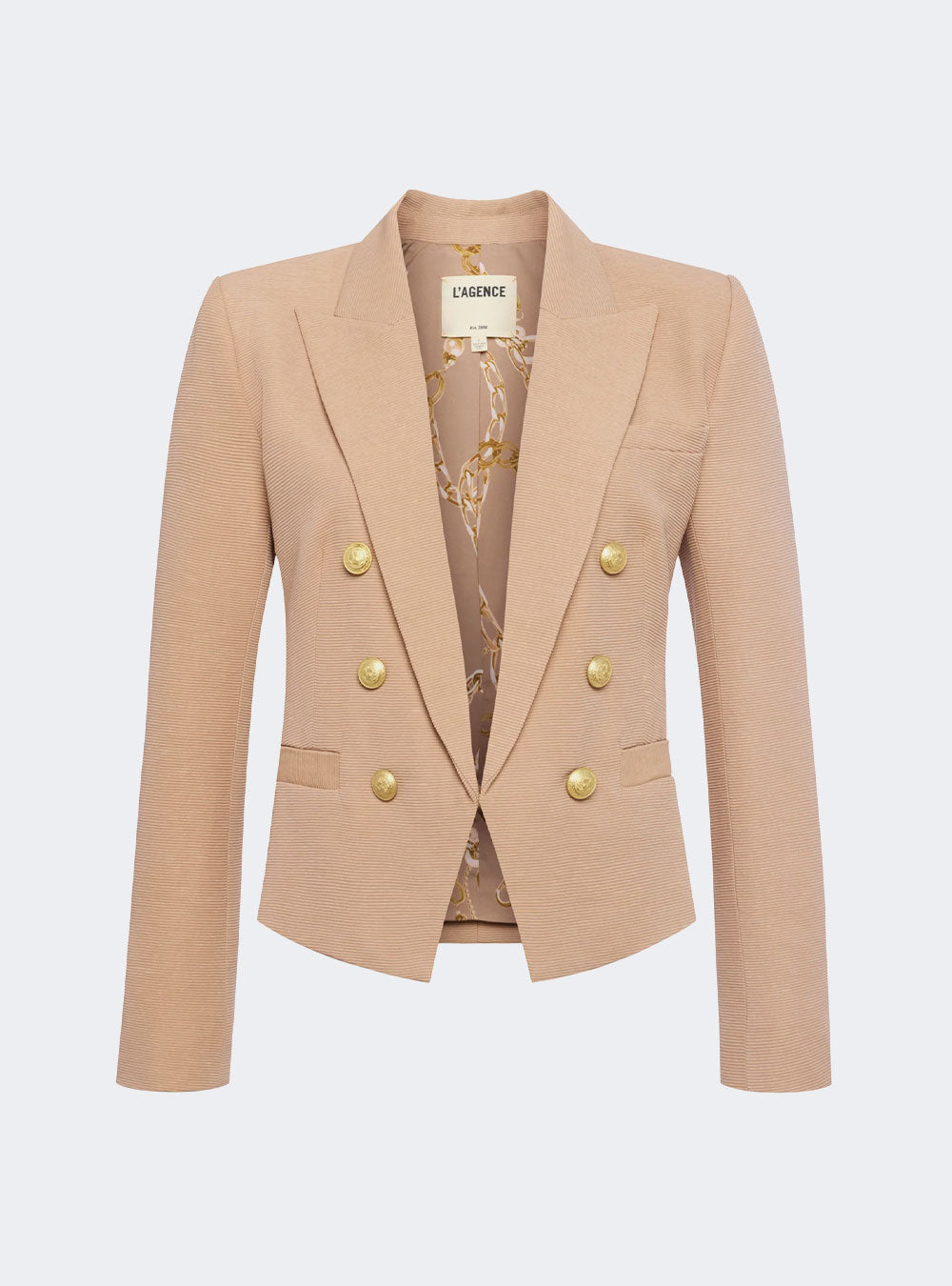 L'Agence Brooke Open-Front Blazer - Cappuccino/Sketch Chain