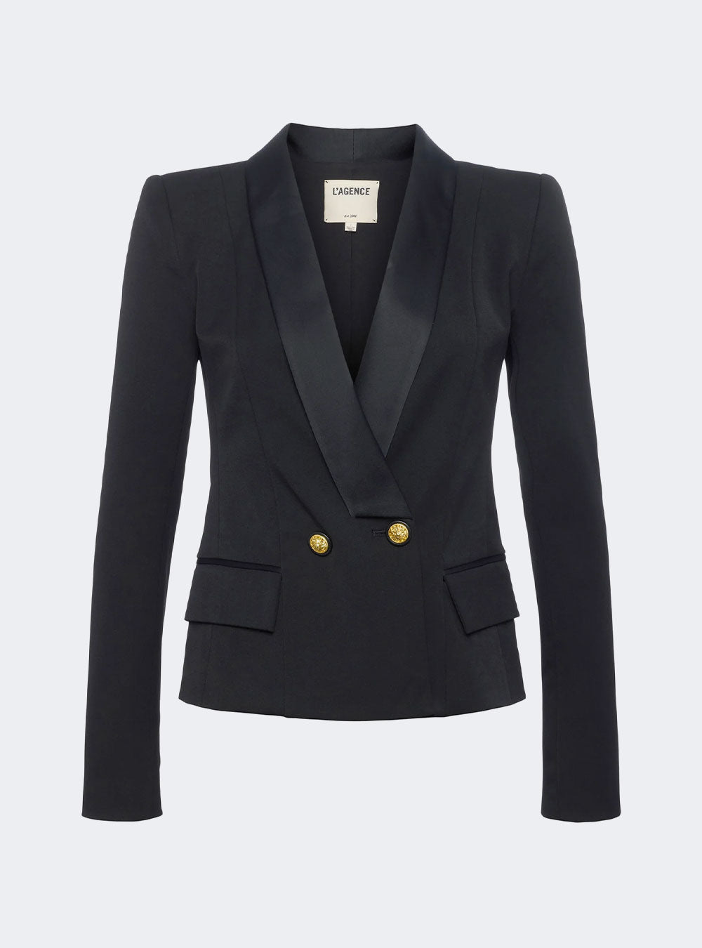 L'Agence Imogen Satin Lapel Blazer - Black