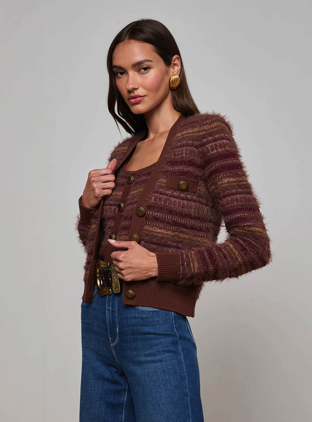 L'Agence Ariadne Cardigan - Natural/Mauve Multi