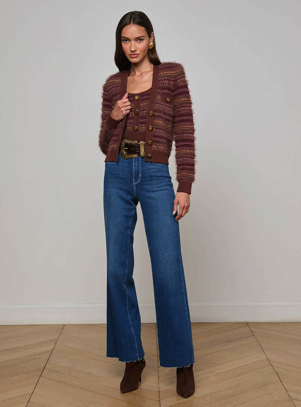 L'Agence Ariadne Cardigan - Natural/Mauve Multi