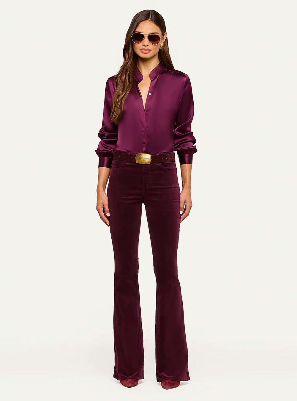 L'Agence Bianca Silk Blouse - Dark Plum