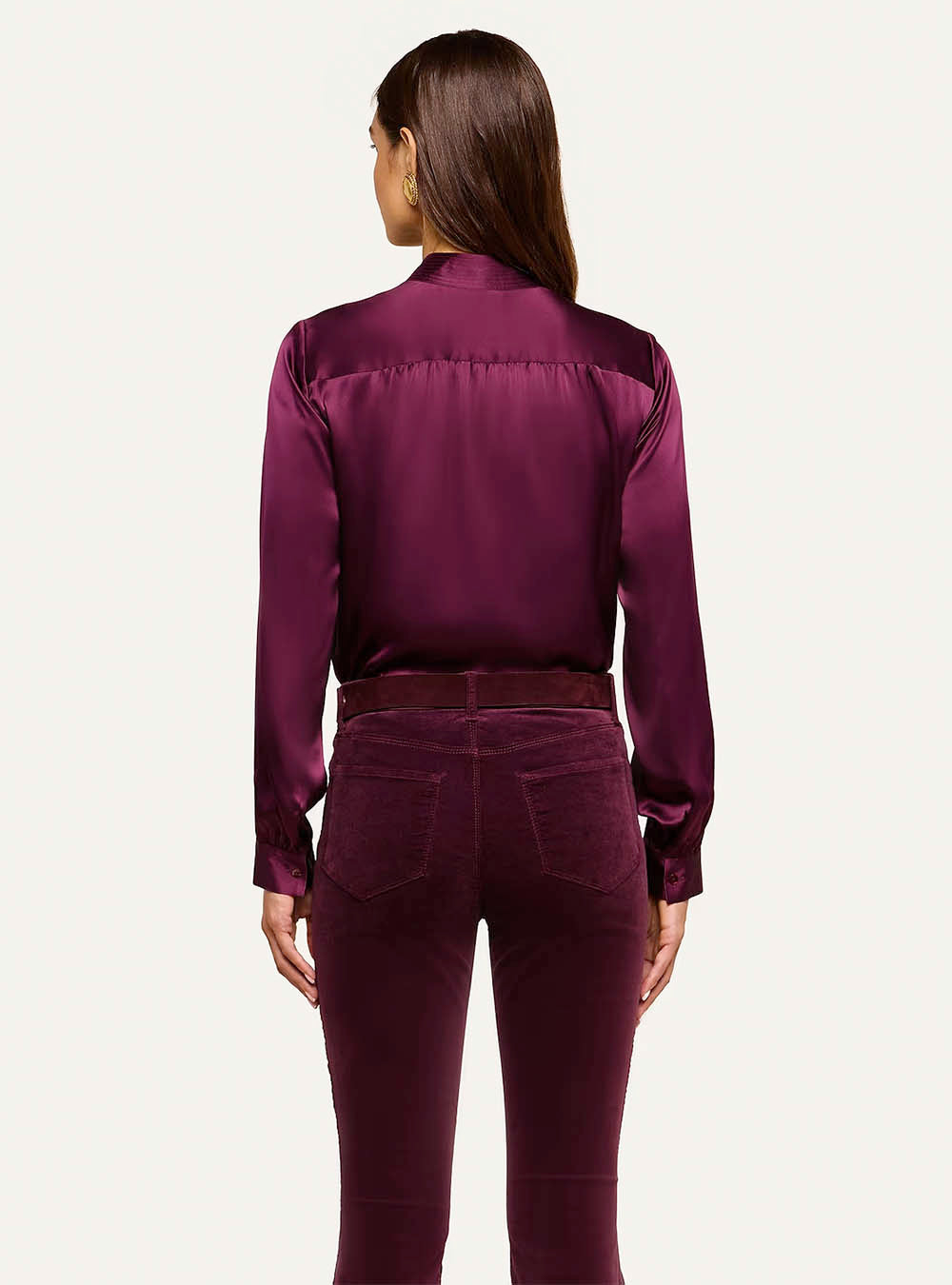 L'Agence Bianca Silk Blouse - Dark Plum