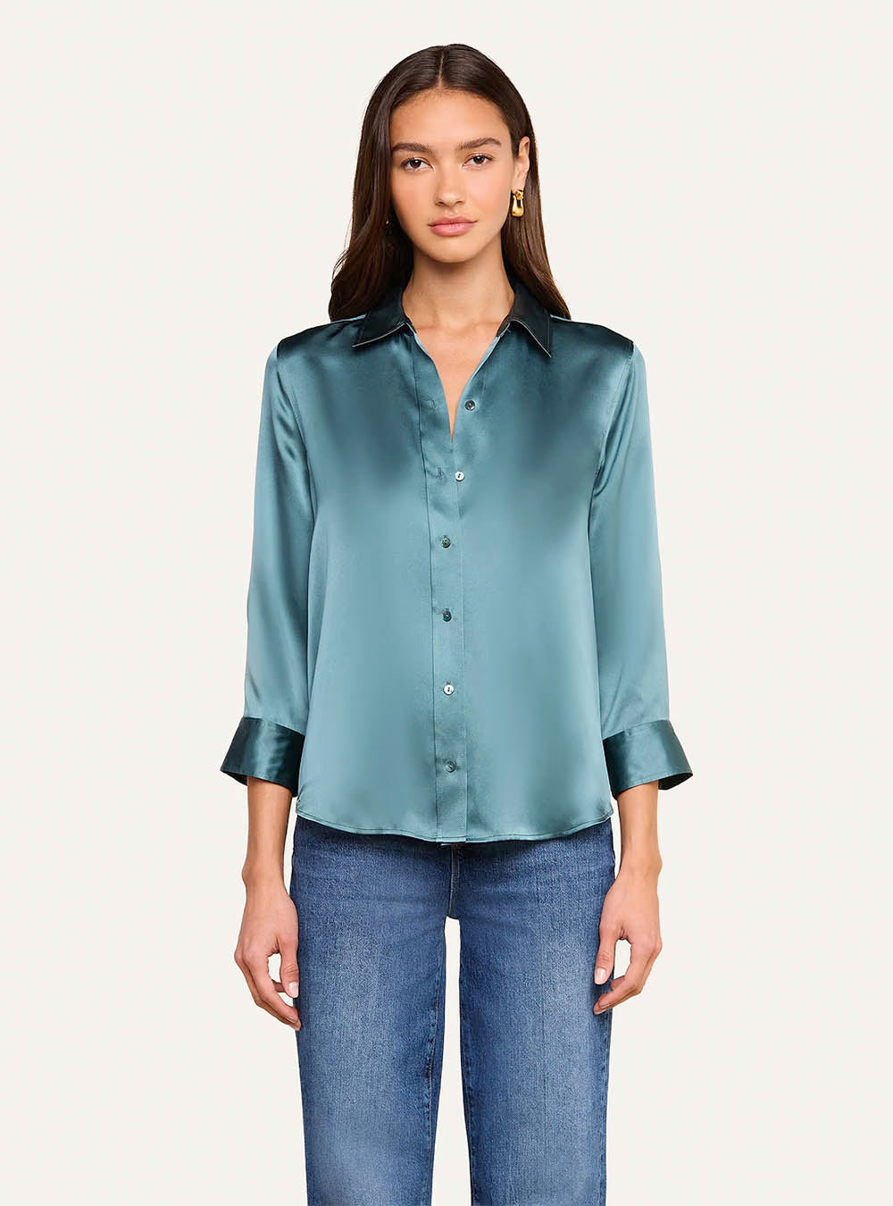 L'Agence Dani Silk Blouse - Cadet Blue