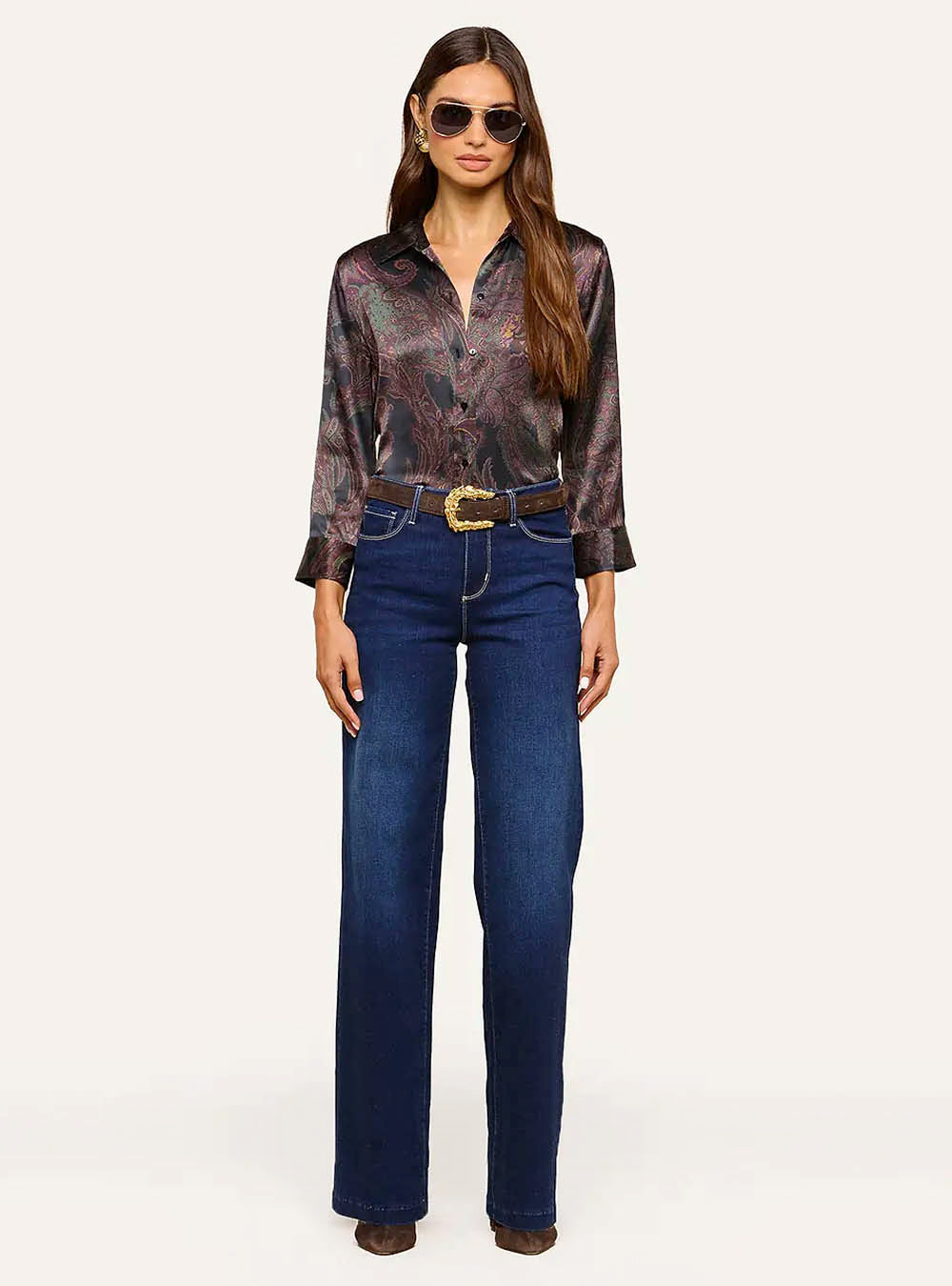 L'Agence Dani Silk Blouse - Midnight Multi Lux Paisley