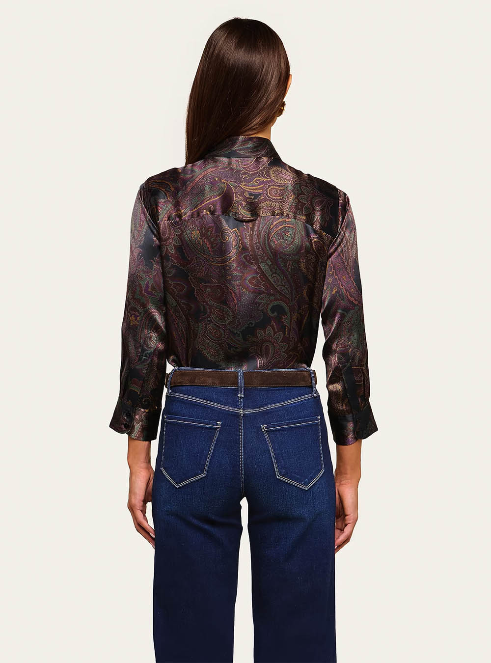 L'Agence Dani Silk Blouse - Midnight Multi Lux Paisley