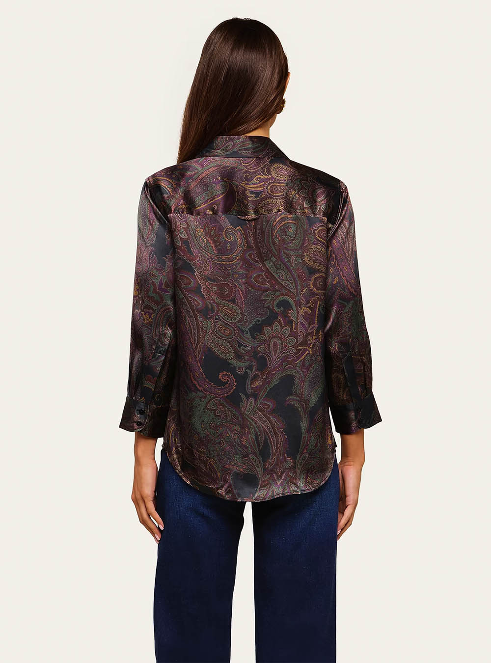 L'Agence Dani Silk Blouse - Midnight Multi Lux Paisley