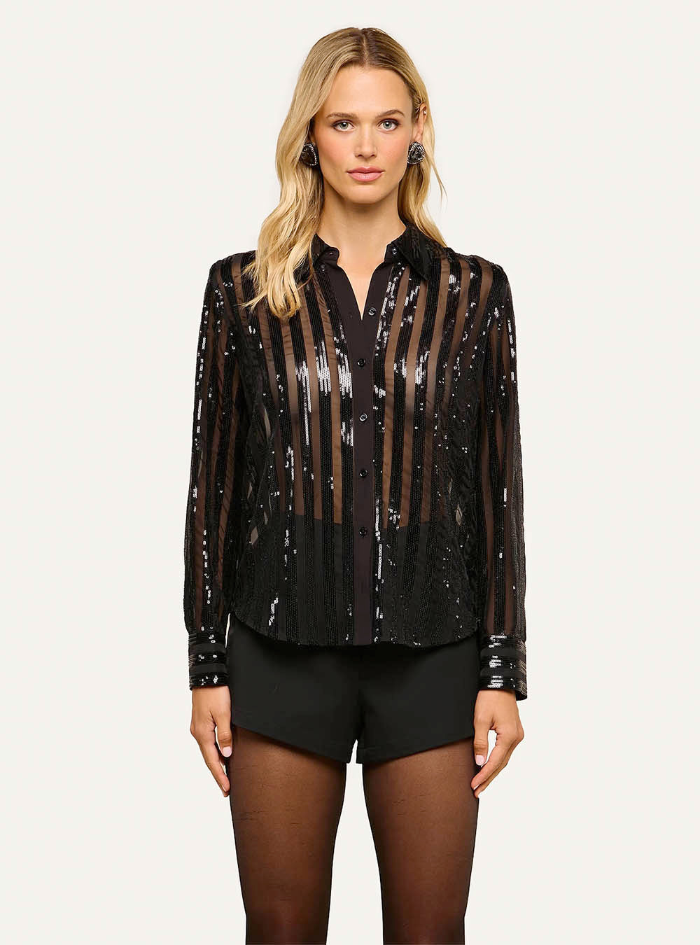 L'Agence Dyana Sequin Blouse - Black
