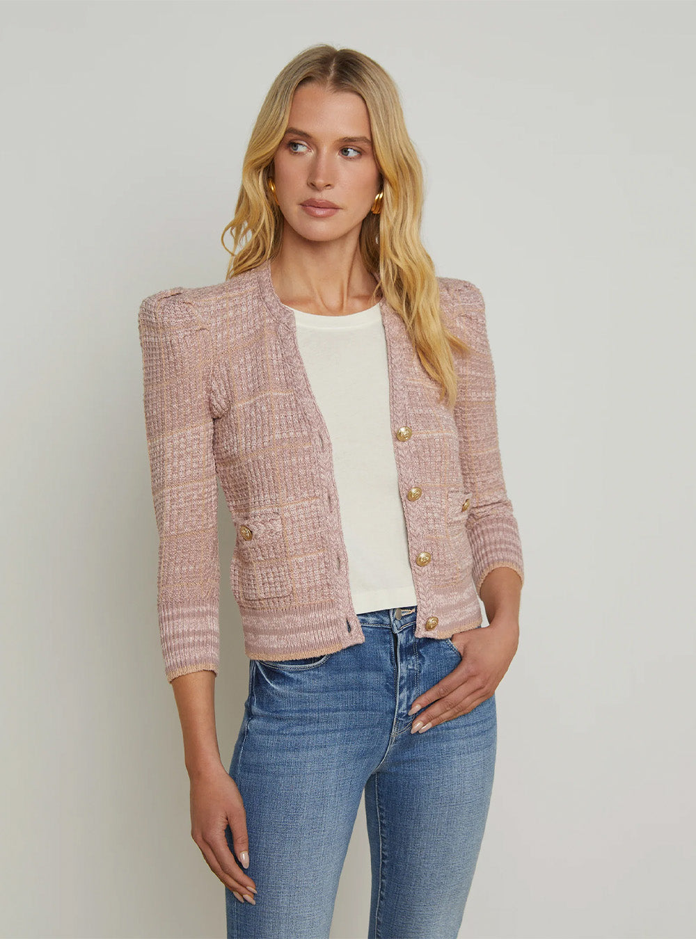 L'Agence Jenni Cardigan - Dusty Pink Multi