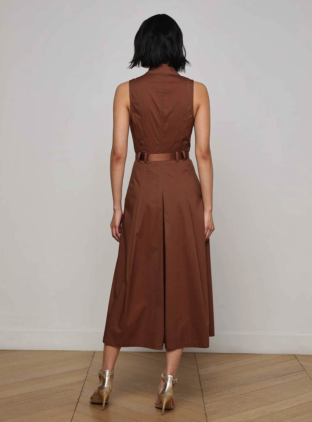 L'Agence Kolton Midi Dress - Sepia Brown