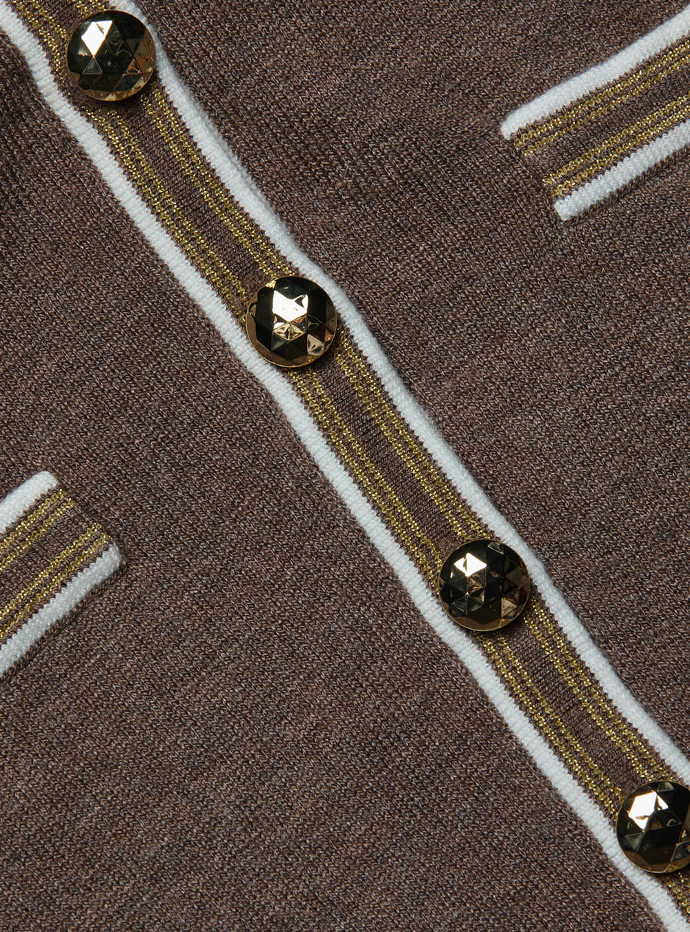 L'Agence Masaki Cropped Sweater - Deep Taupe/Ivory/Gold