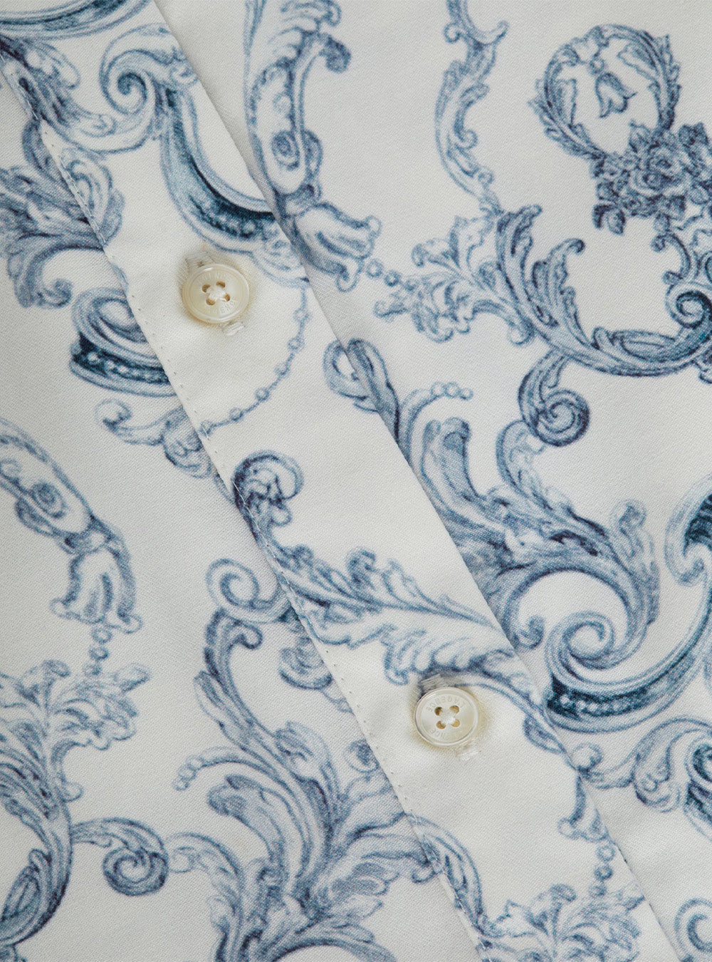 L'Agence Meadow Poplin Shirt Dress - Vintage White Blue Scroll Toile