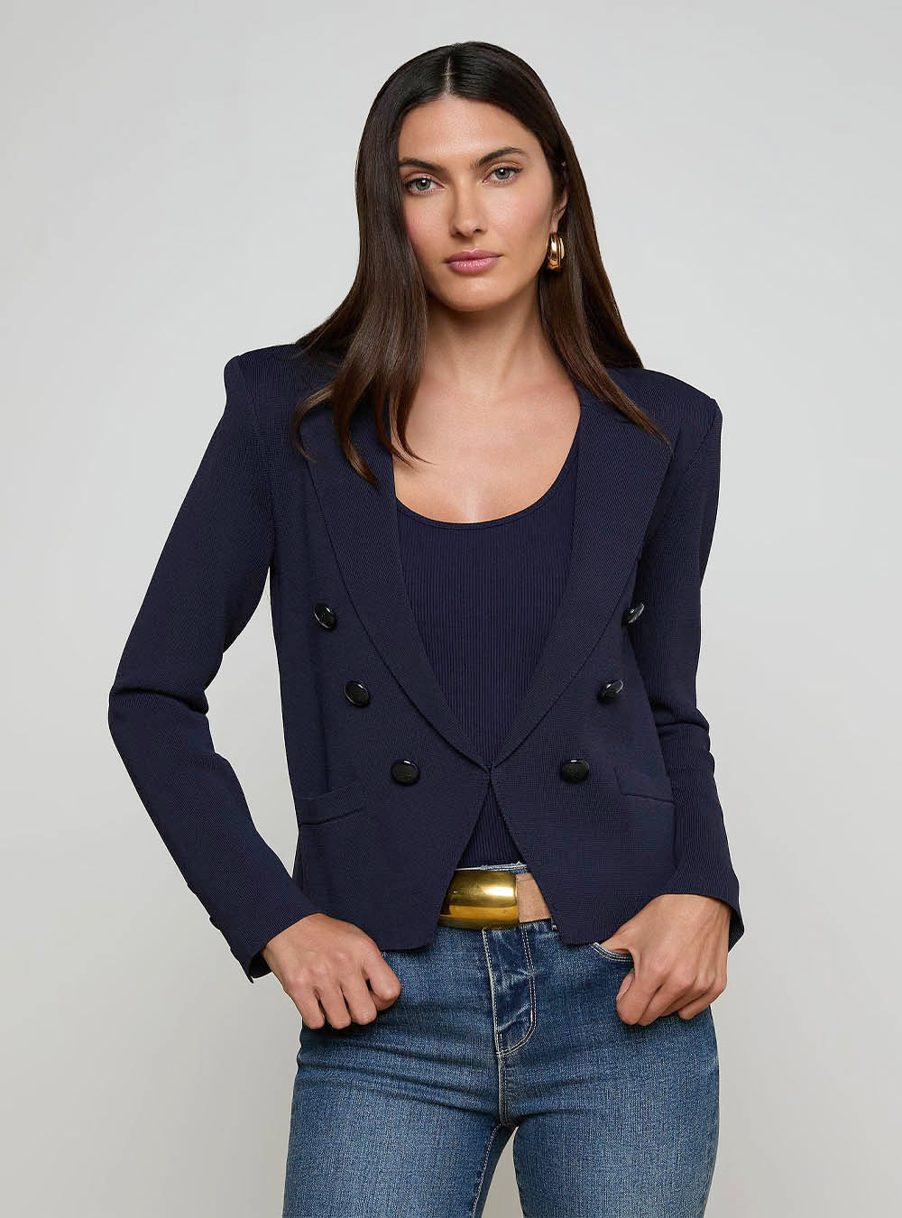 L'Agence Mercer Knit Blazer - Midnight