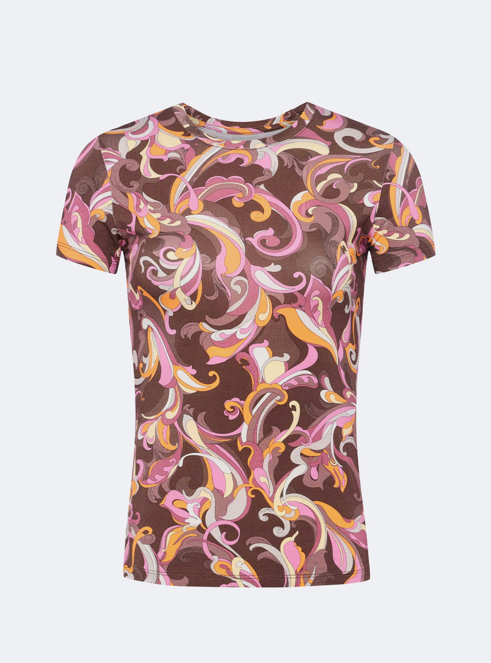 L'Agence Ressi Fitted Tee - Brown/Pink Multi Abstract Paisley