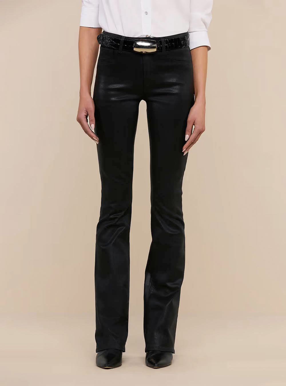 L'Agence Selma Coated Bootcut Jean - Black
