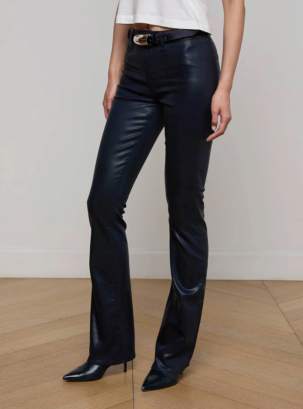 L'Agence Selma Coated Bootcut Jean - Deep Midnight
