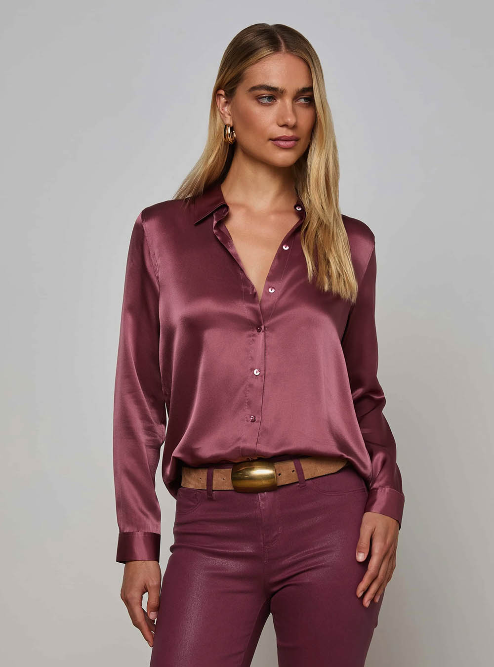 L'Agence Tyler Silk Blouse - Dark Mauve