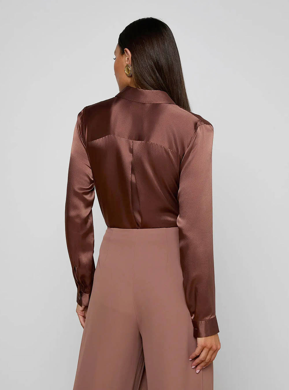 L'Agence Tyler Silk Blouse - Light Mink