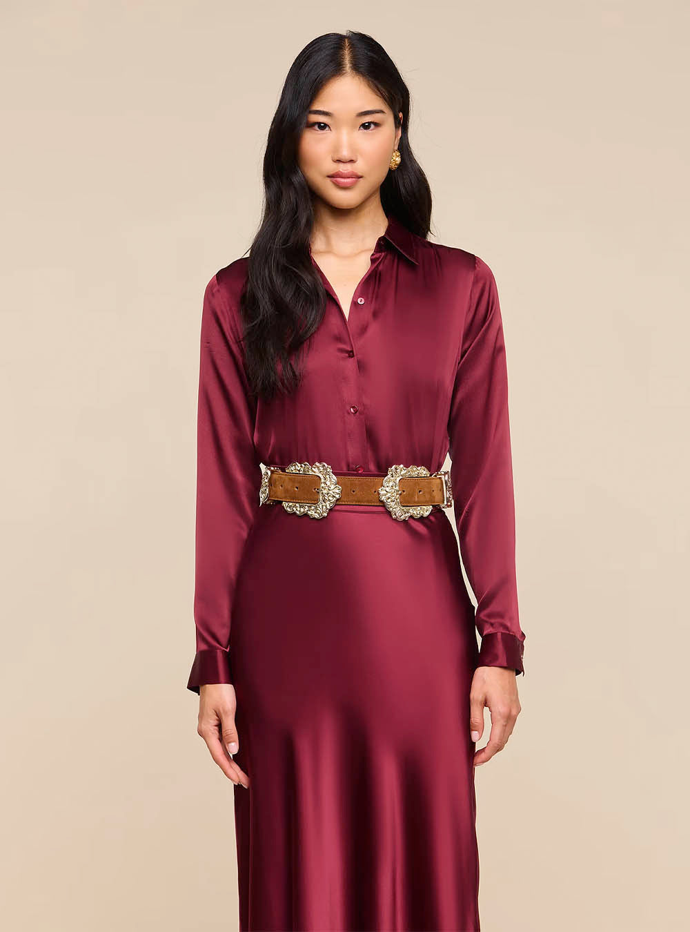L'Agence Tyler Silk Blouse - Merlot Red