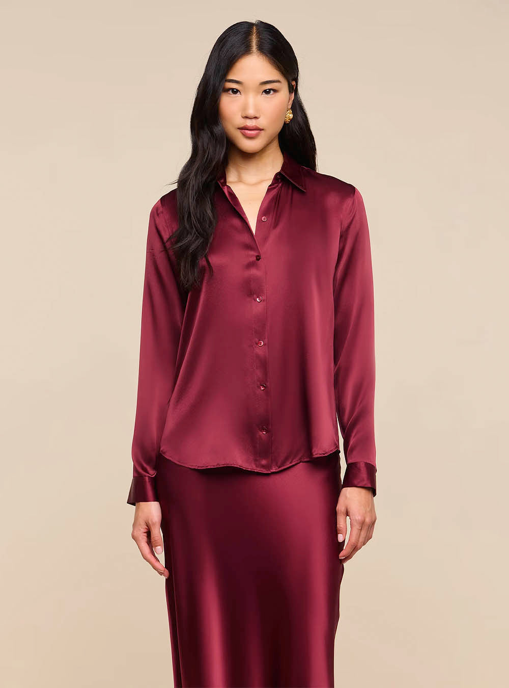 L'Agence Tyler Silk Blouse - Merlot Red