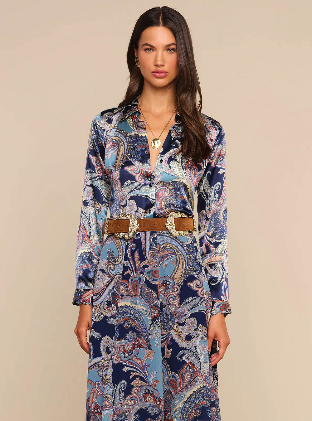 L'Agence Tyler Silk Blouse - Midnight Multi Besarabian Paisley
