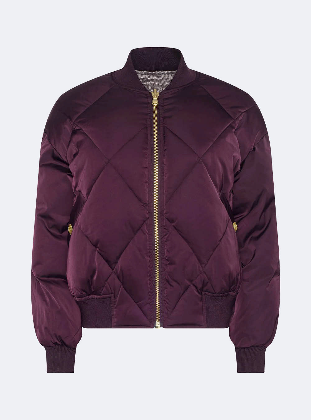 L'Agence Violeta Reversible Puffer - Wine Herringbone