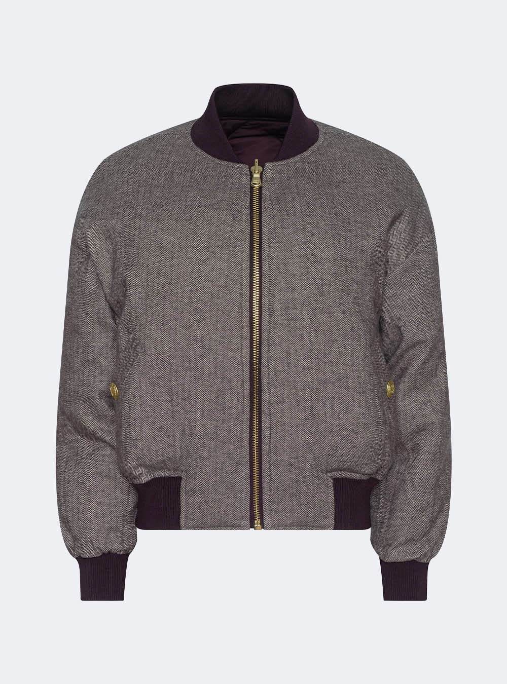 L'Agence Violeta Reversible Puffer - Wine Herringbone