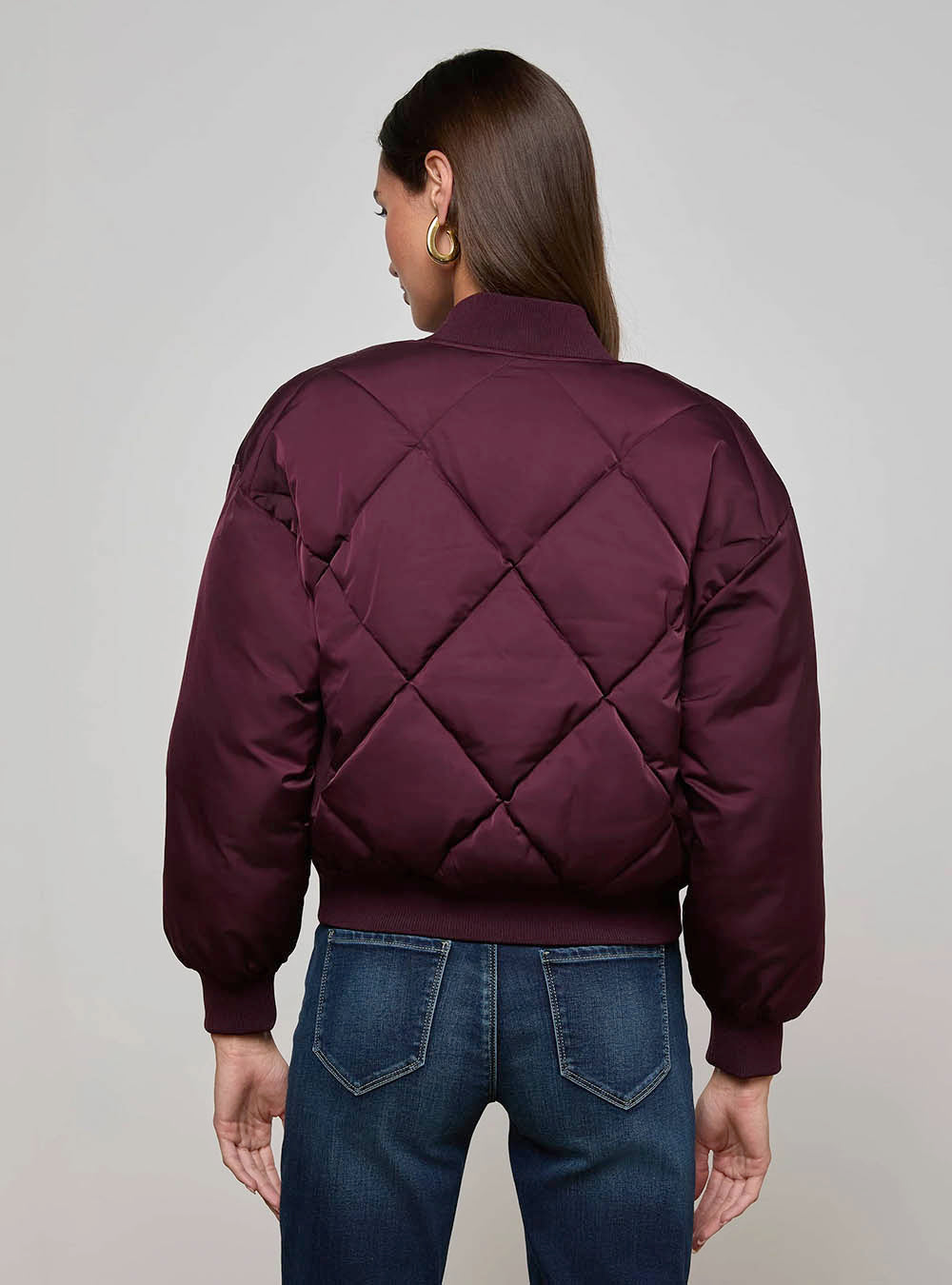 L'Agence Violeta Reversible Puffer - Wine Herringbone